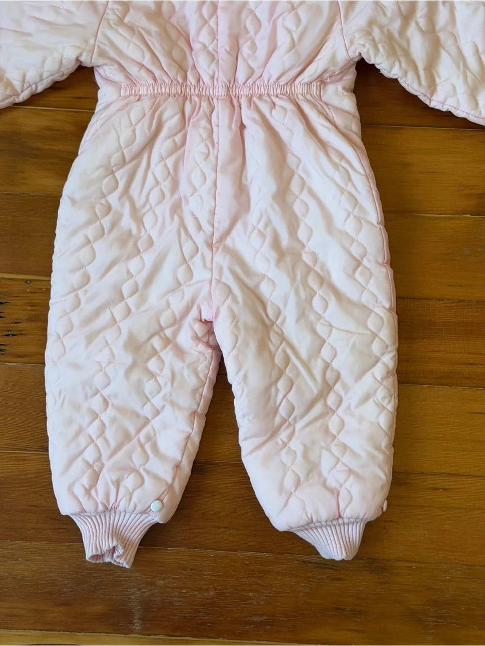 Vintage Cradlecraft Quilted Hooded Baby Snowsuit in Light Pink Size L